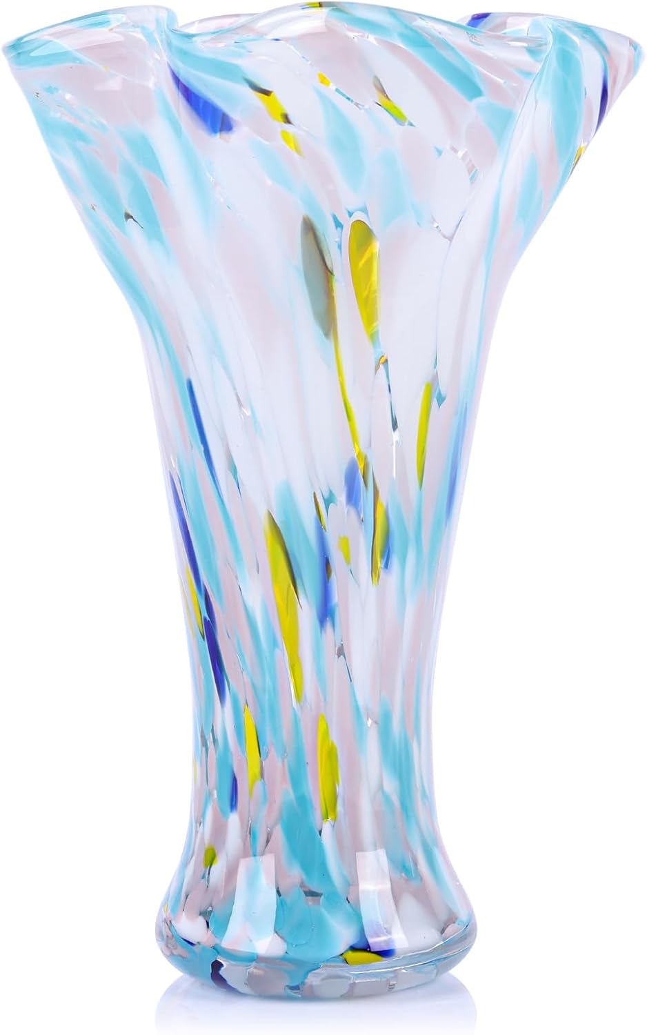 Blue Flower Vase — 9.0" — Multicolor Blue