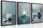 Framed Modern Black Canvas Wall Art — 16" — Zen(Wood)