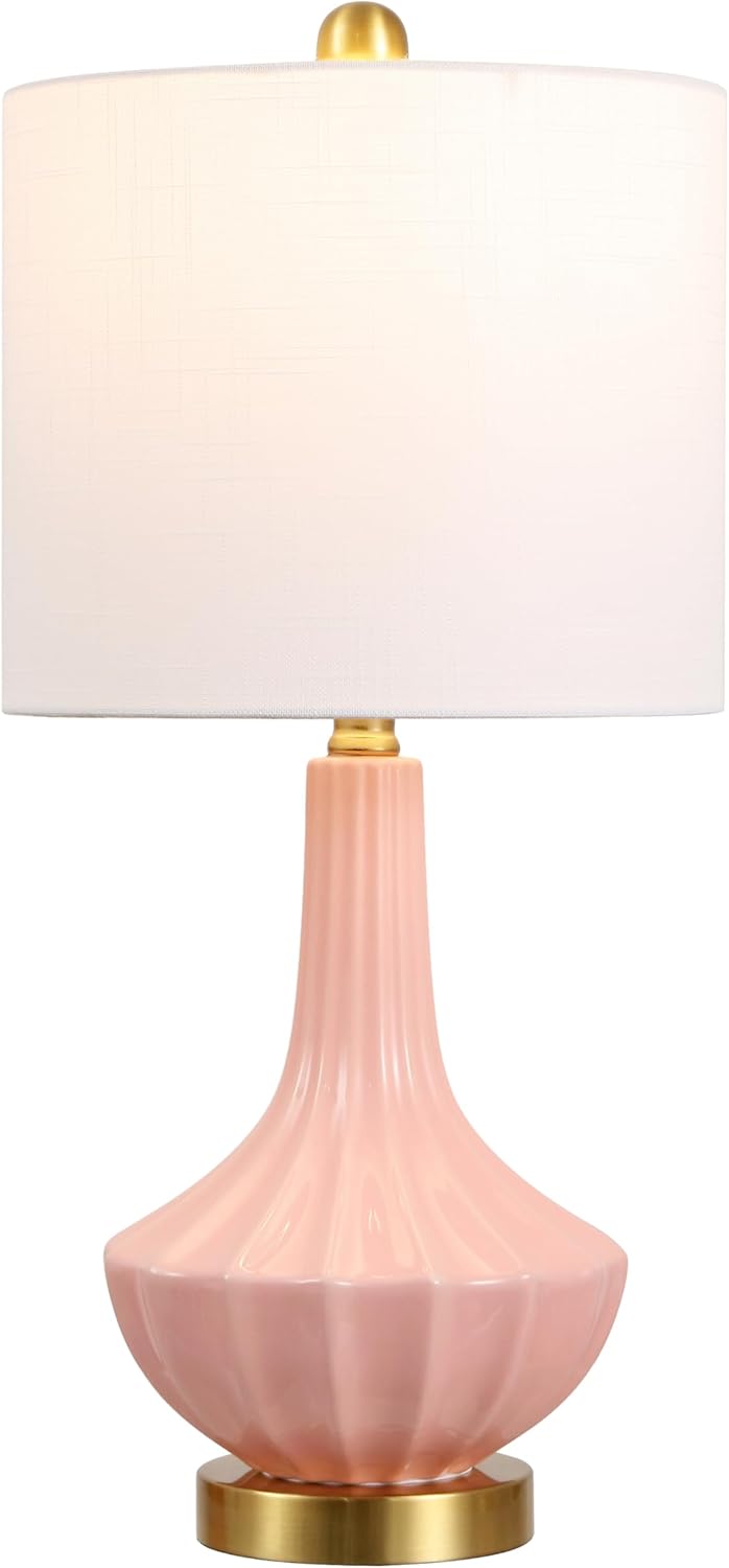 Linen Luxe Black Nightstand Lamp — 21.5" — Pink
