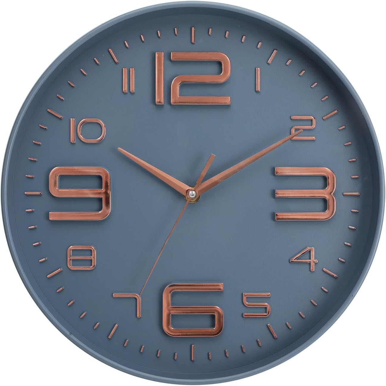 Round Modern Grey Wall Clock — 12" — Grey 02