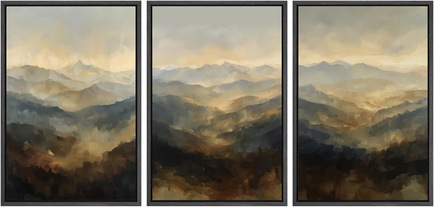 Framed Modern Fabric Wall Art — 24" — 24"x36"x3 Panels Black