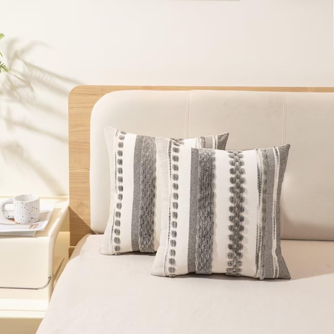 Chenille Boho Black Throw Pillow Cover — 18" - View 5