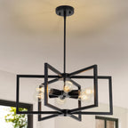 Adjustable Farmhouse Black Chandelier — 6-Light