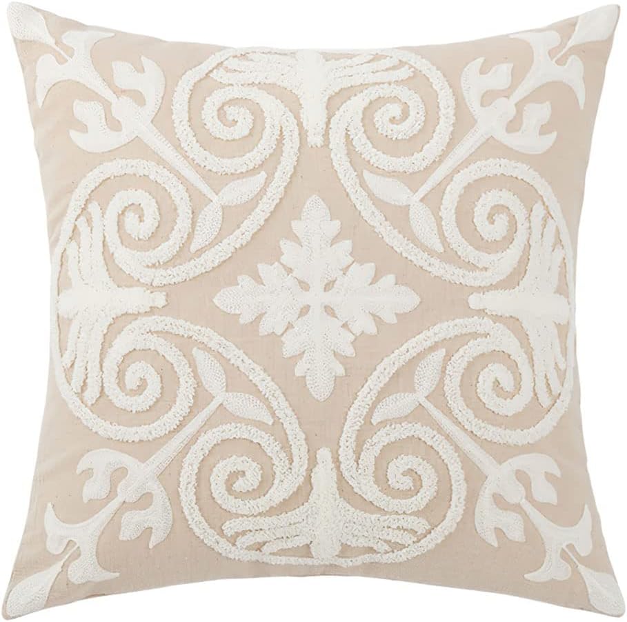 Tufted Boho Green Throw Pillow Cover — 18" — 18" x 18" (Pack of 1)