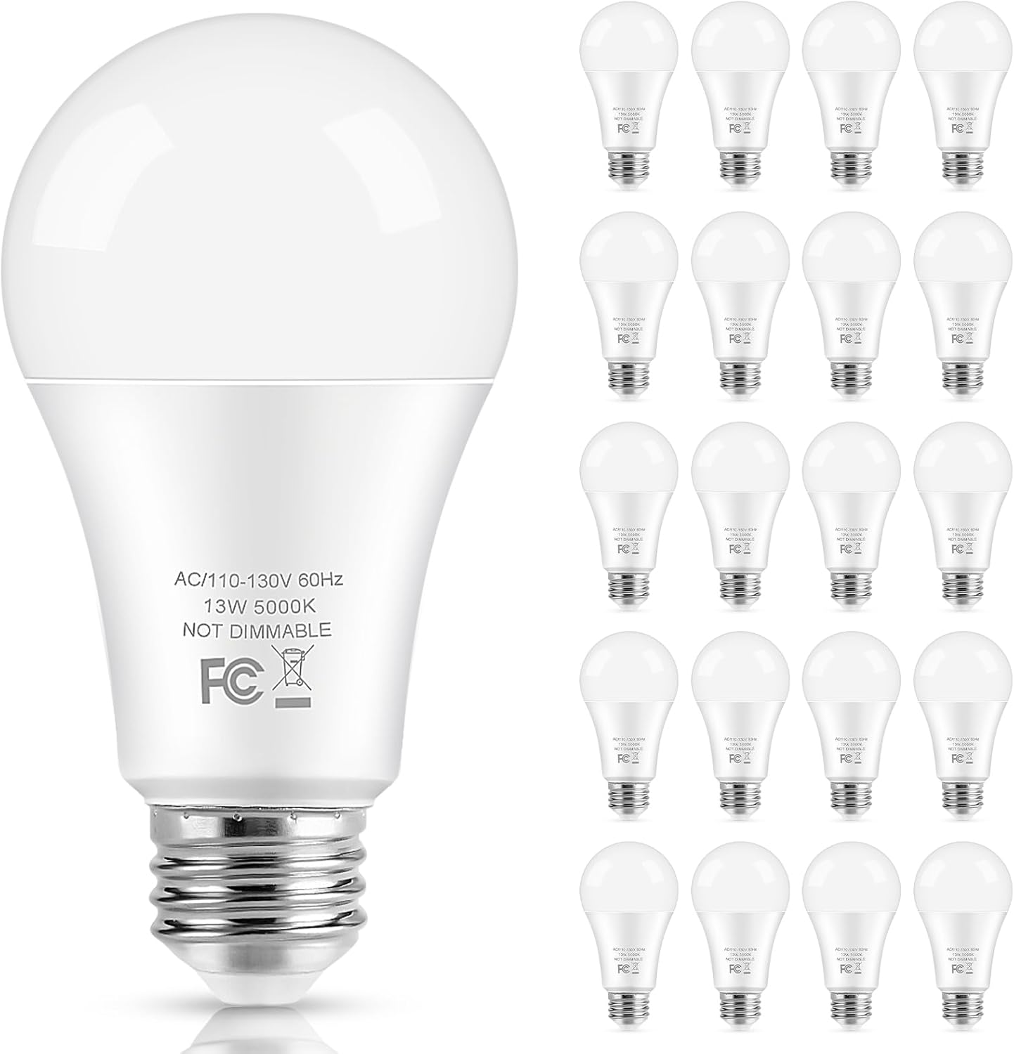 Dimmable Beige LED Bulb — Set of 1 — 5000k Daylight White