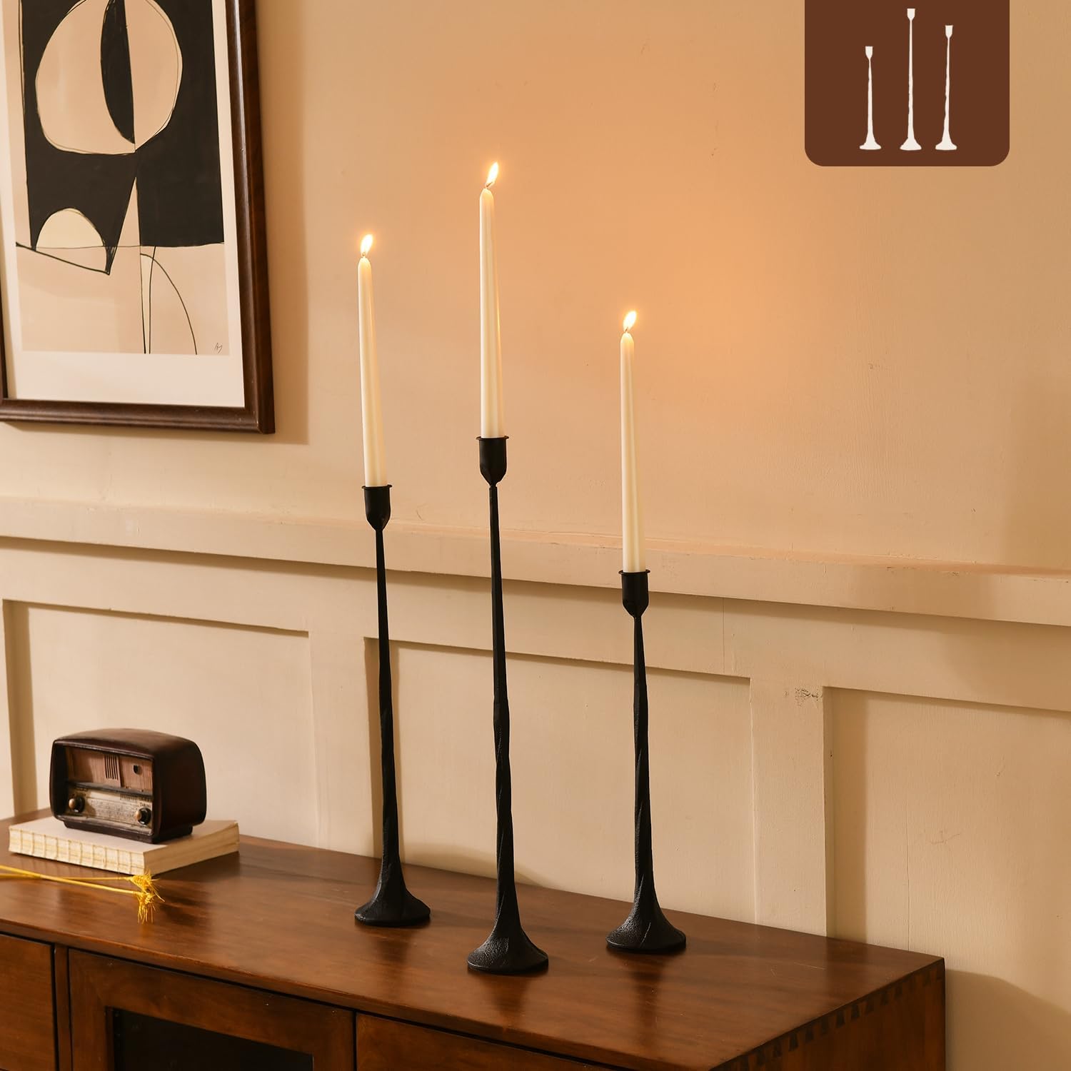 Vintage Luxe Black Candle — 4" — Black-twisted