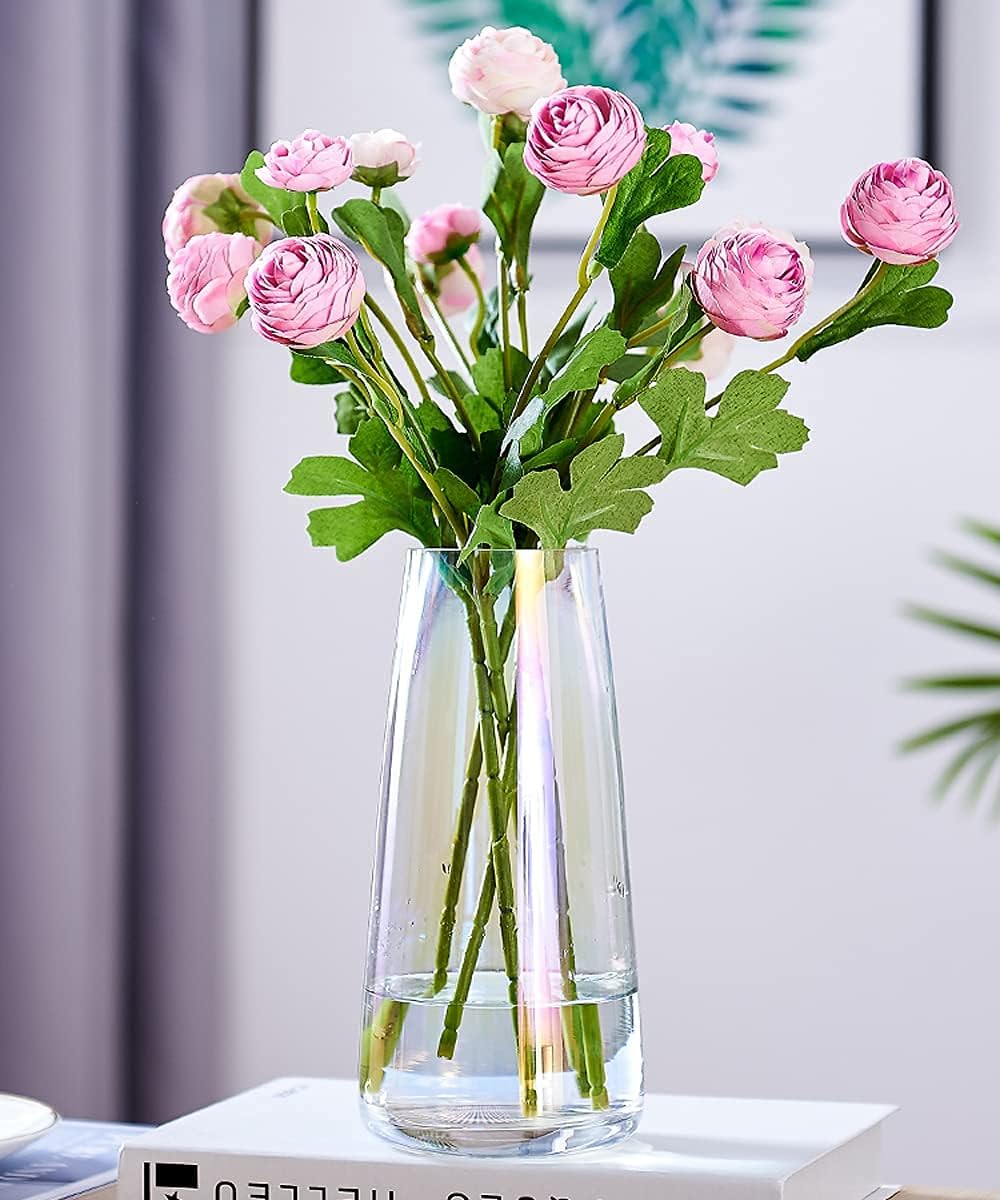 Farmhouse Grey Flower Vase — 8.7" — Iridescent