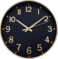 Battery Operated Luxe Black Wall Clock — 8" — Black Gold