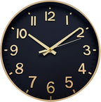 Battery Operated Luxe Black Wall Clock — 8" — Black Gold
