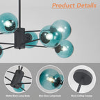 Mid-Century Black Chandelier — 8-Light - View 3