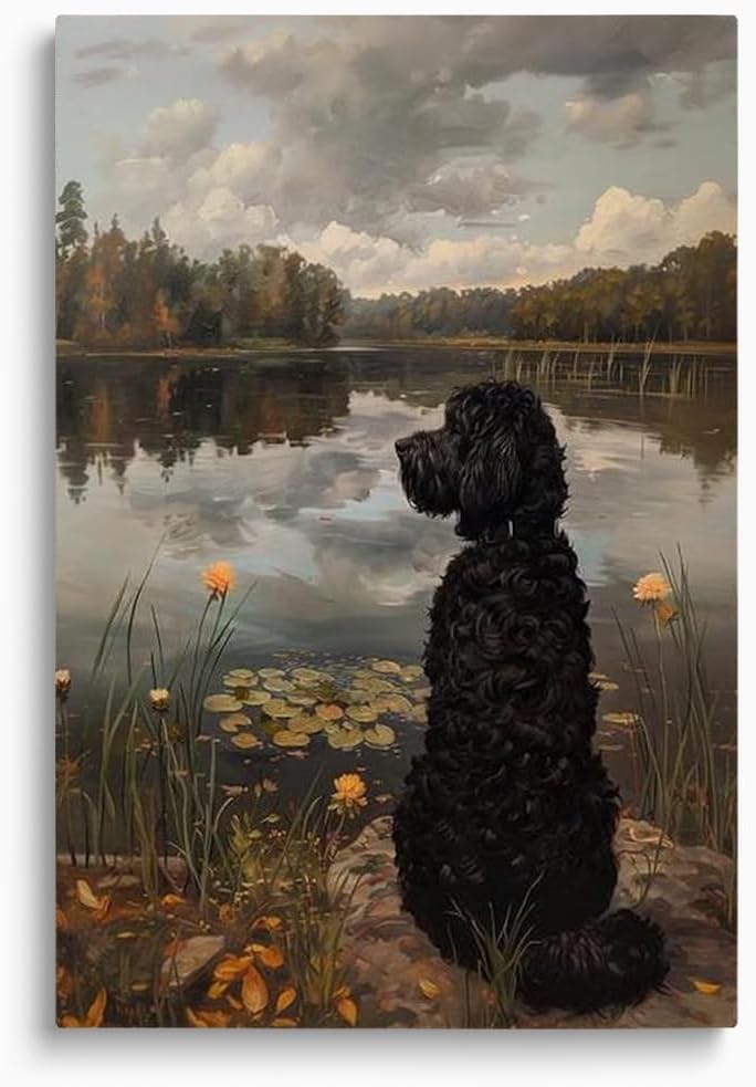 Framed Black Wall Decor — 16" — 05 Black Golden Doodle
