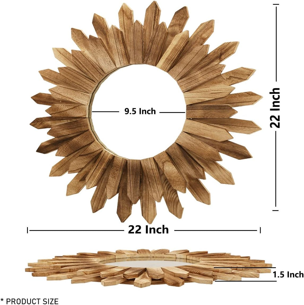 Round Boho Wood Mirror — 22" - View 6