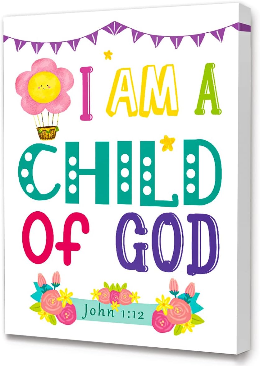 Black Canvas Wall Art — 12" — I Am A Child Of God cute