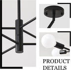 Adjustable Farmhouse Black Chandelier — 6-Light - View 5
