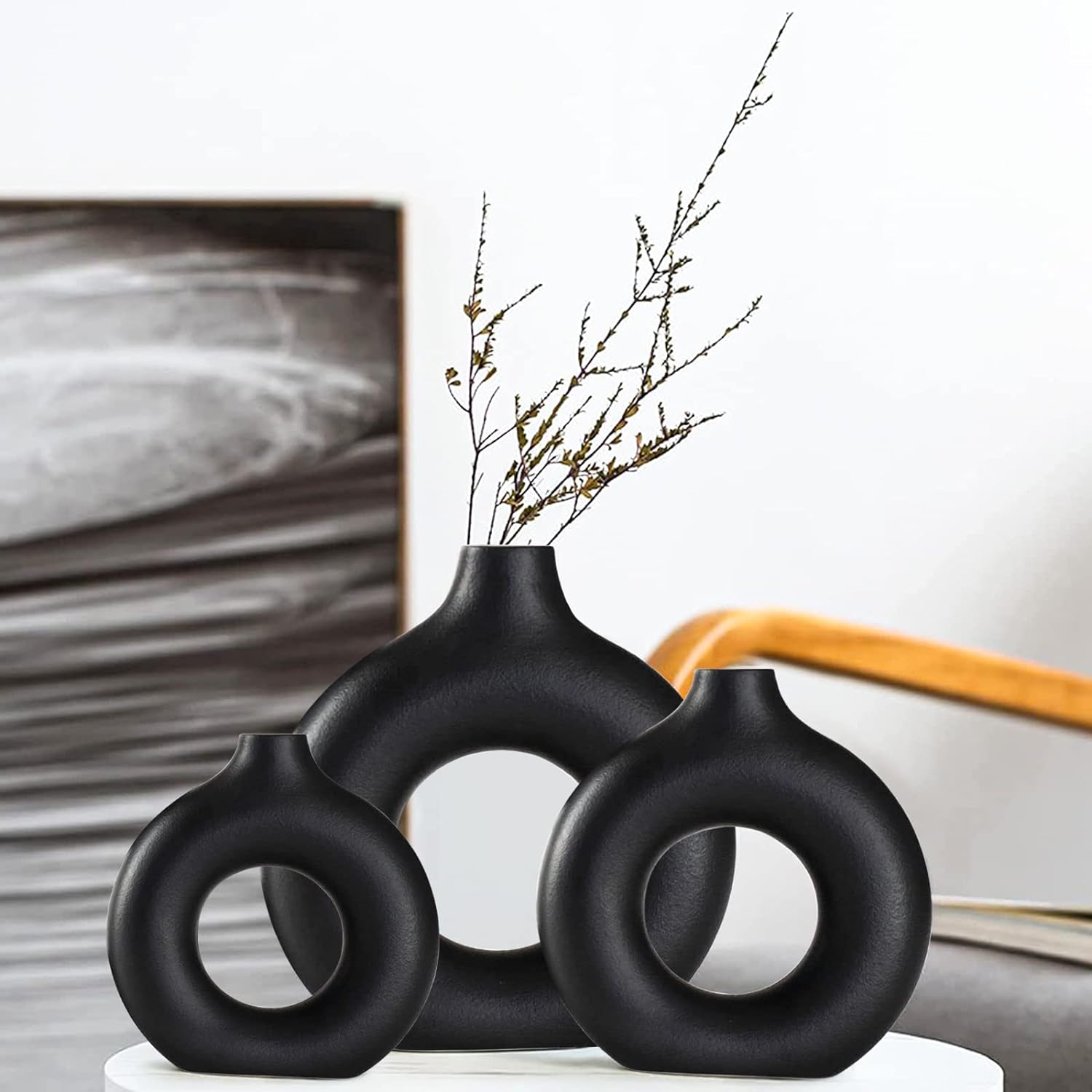 Boho Black Vase — Set of 2 — Black