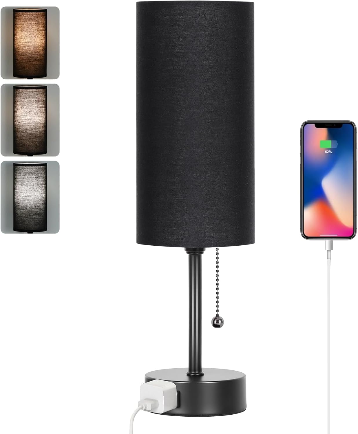Black Nightstand Lamp — 15 in