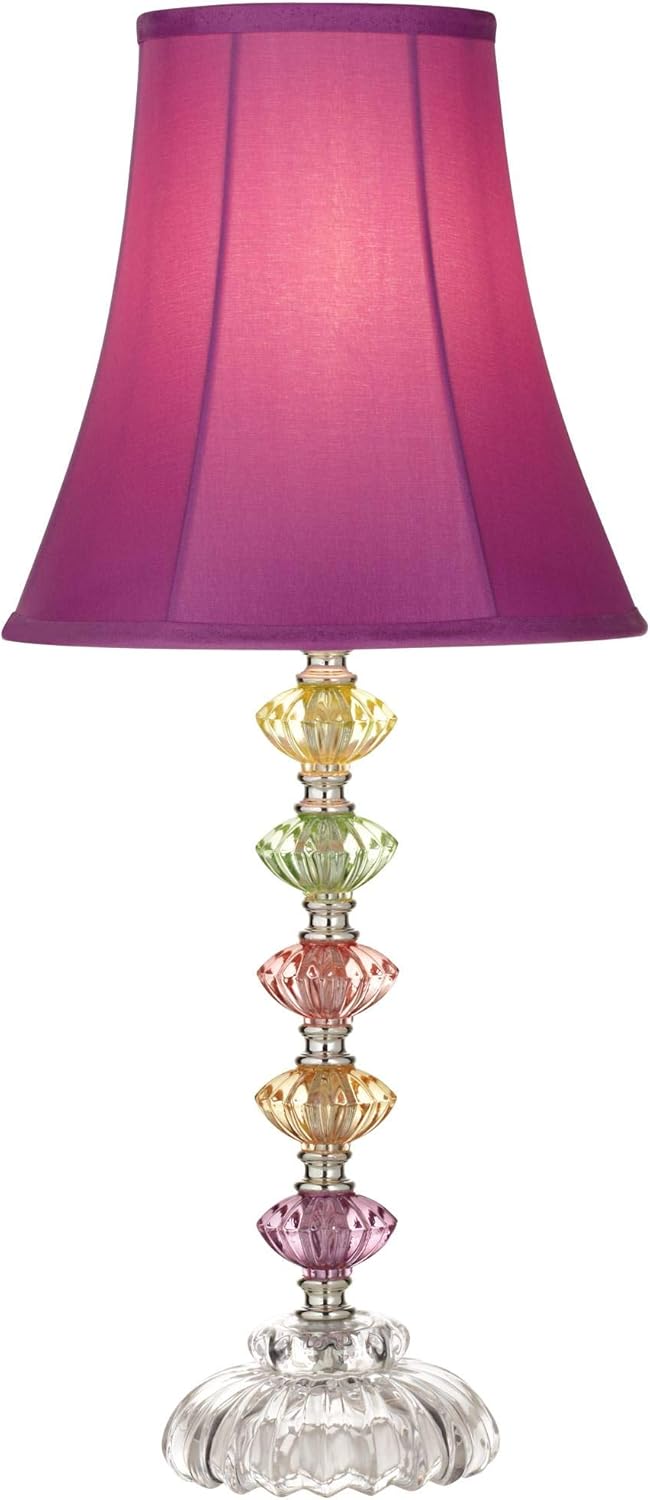 Boho Purple Table Lamp — 25.5" — Purple Shade Stacked Glass