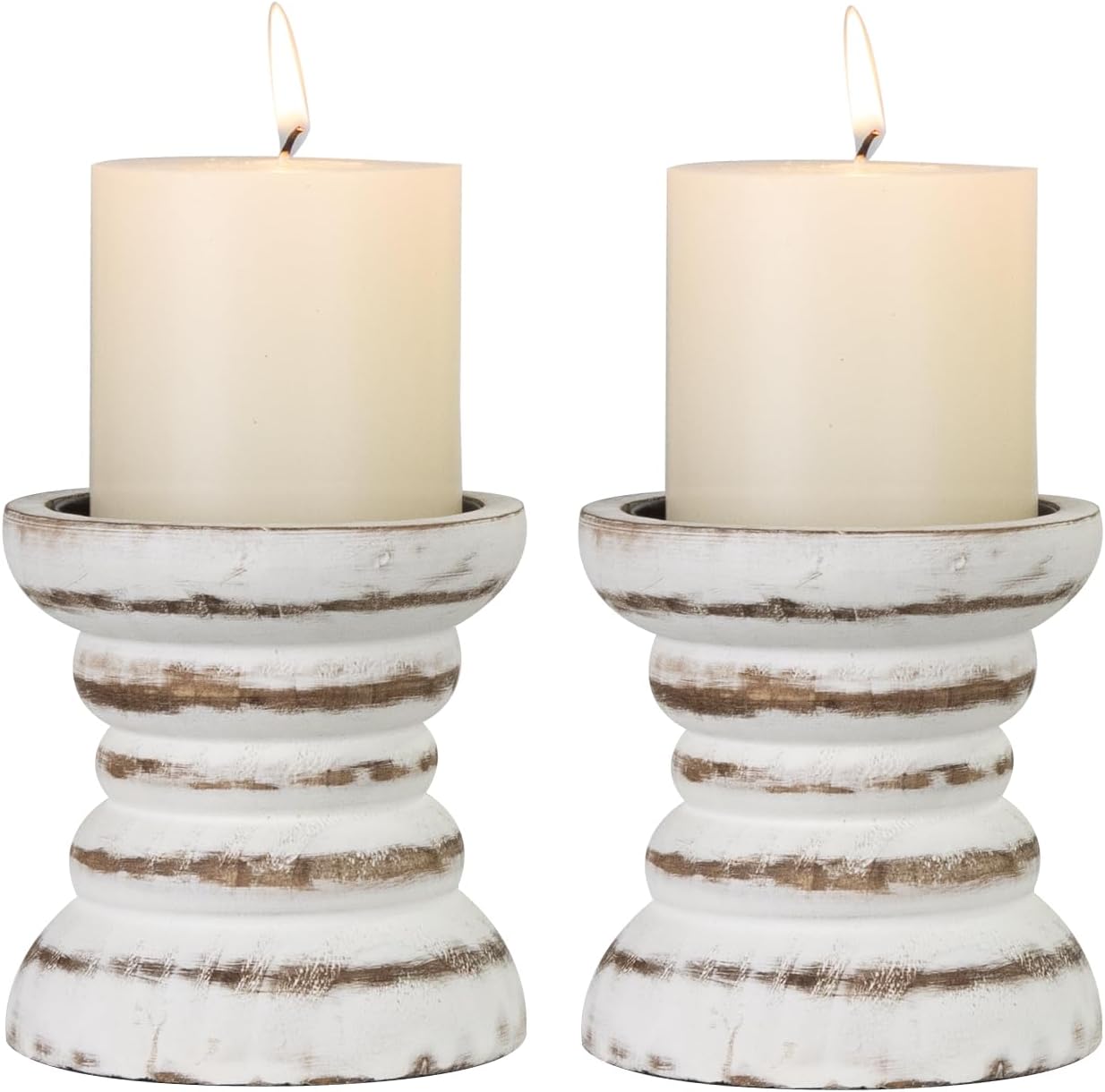 Vintage Farmhouse Brown Pillar Candle — Set of 3 — Rusticwhite