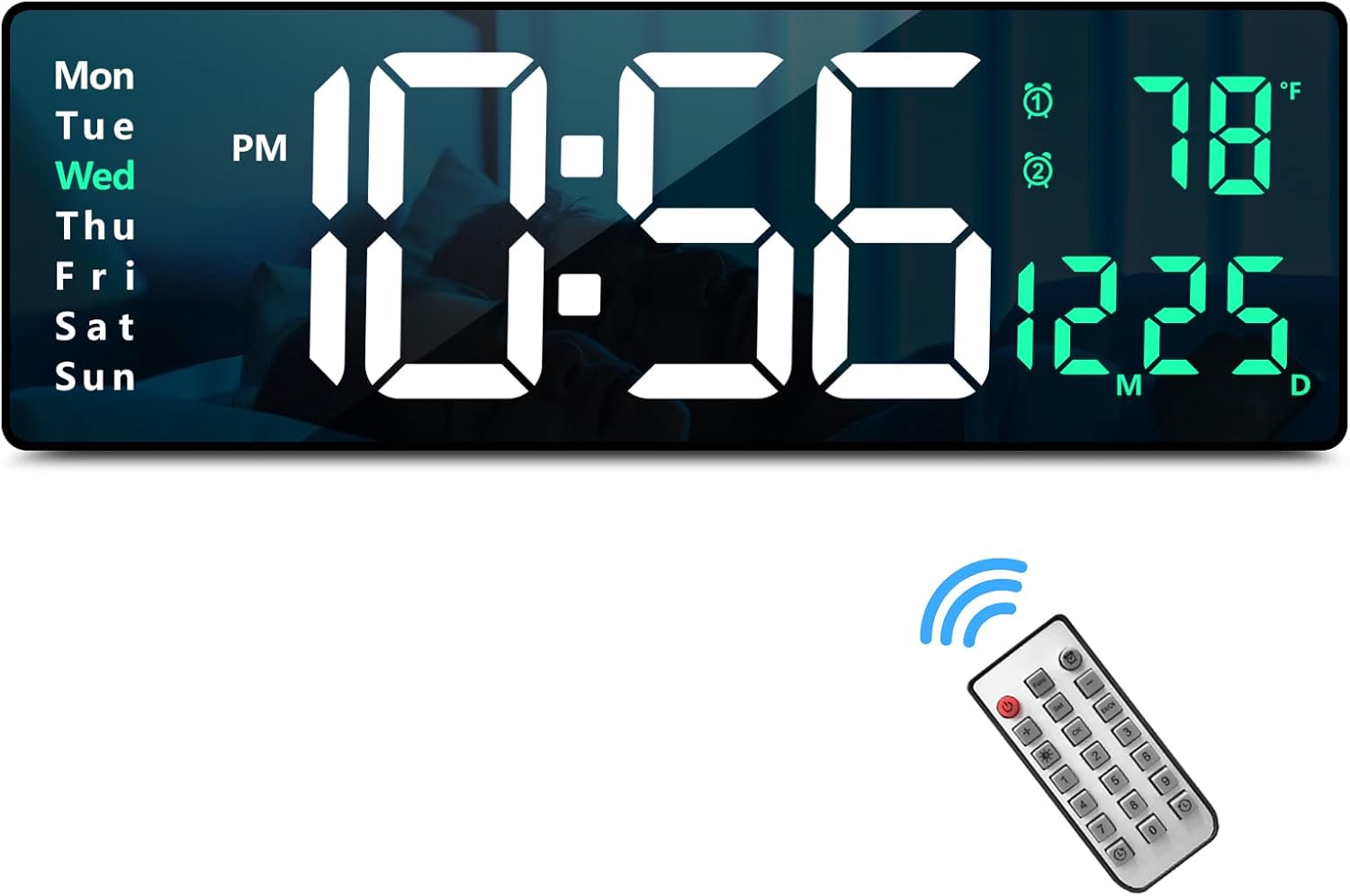 Black Wall Clock — 2" — Green