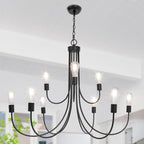 Adjustable Farmhouse Metal Chandelier — 9-Light — 51'' W Large