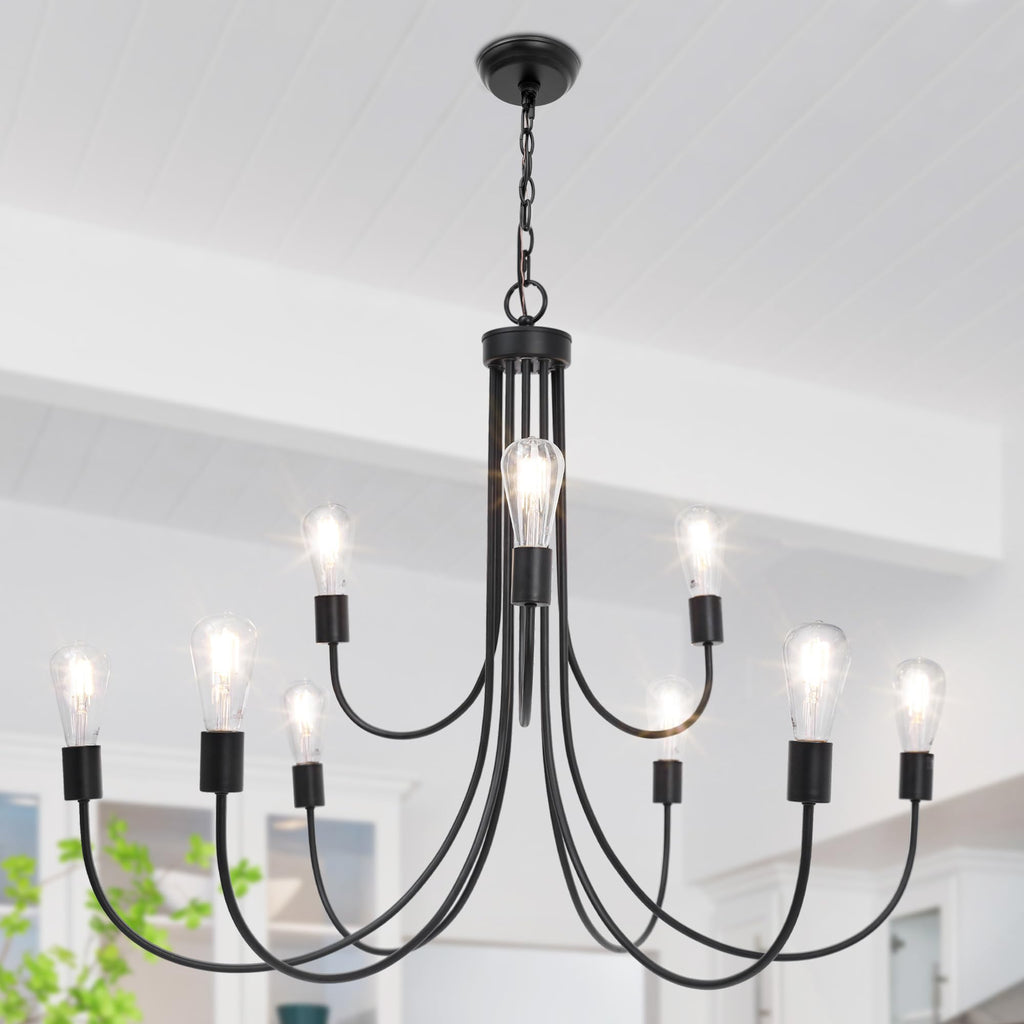 Adjustable Farmhouse Metal Chandelier — 9-Light