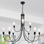 Adjustable Farmhouse Metal Chandelier — 9-Light