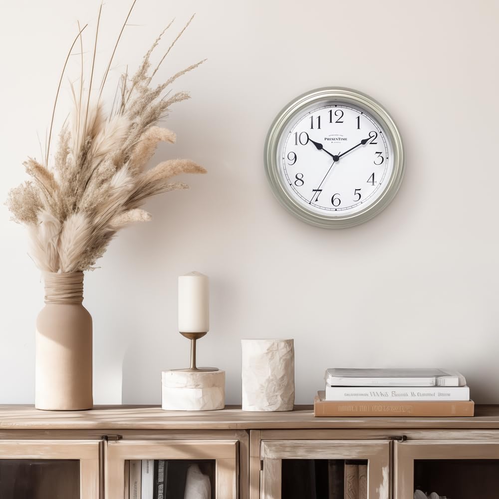 Modern Beige Wall Clock — 10" - View 3