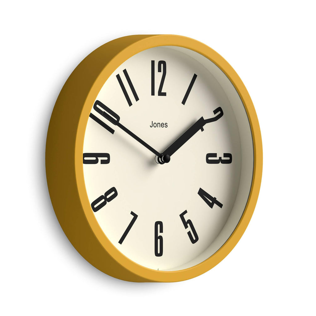 Round Mid-Century Black Wall Clock — 8"
