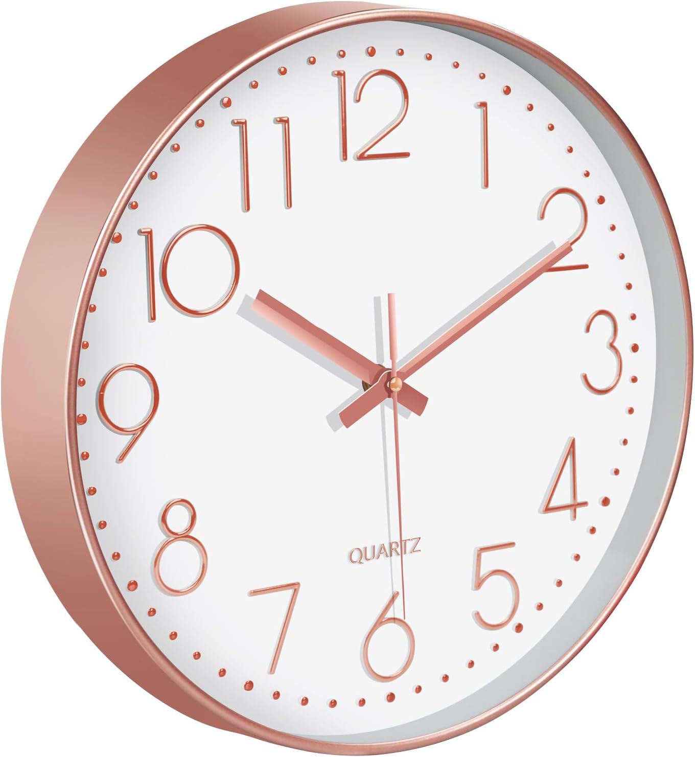 Battery Operated Modern Blue Wall Clock — 12" — Rose Gold