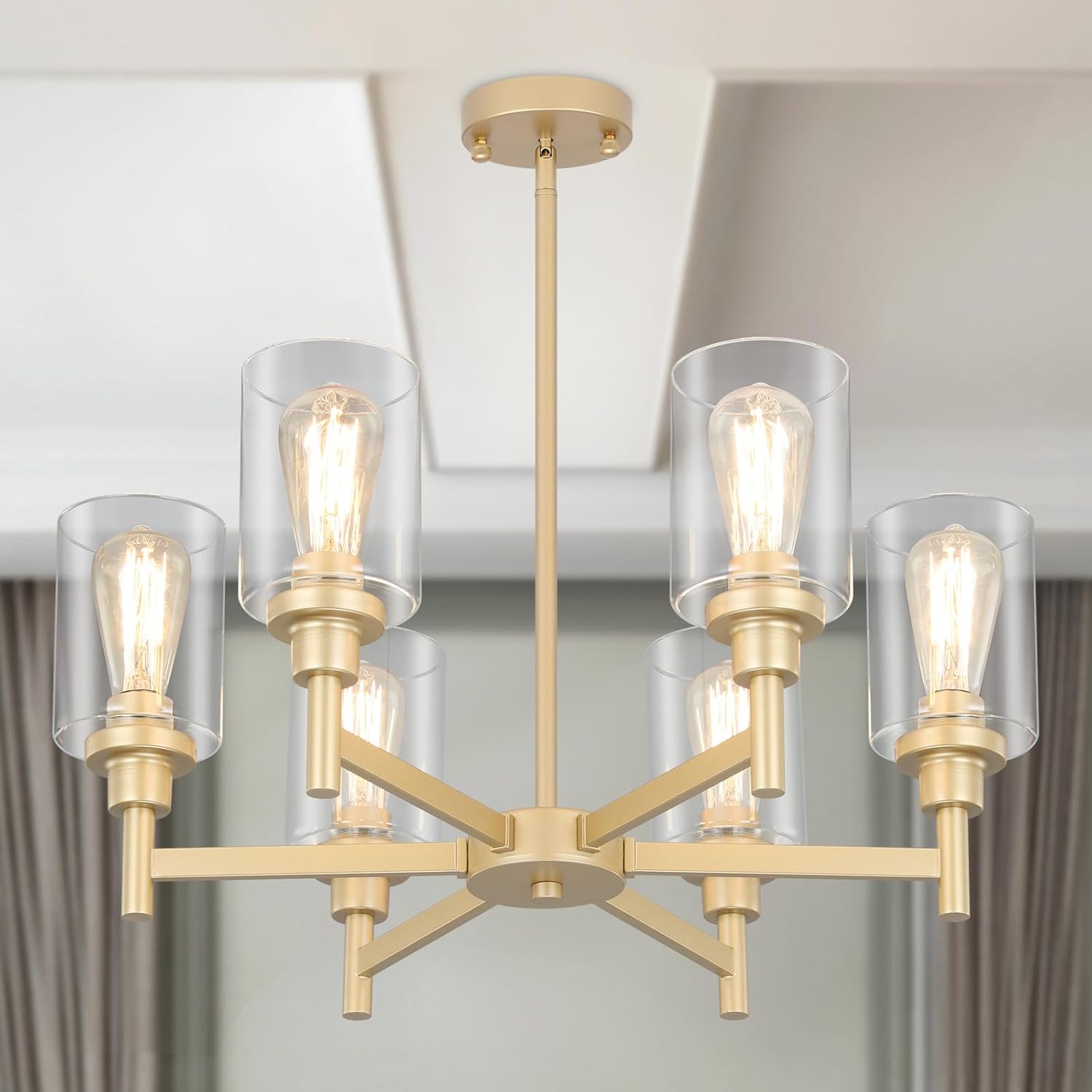 Farmhouse Black Chandelier — 34" — Gold