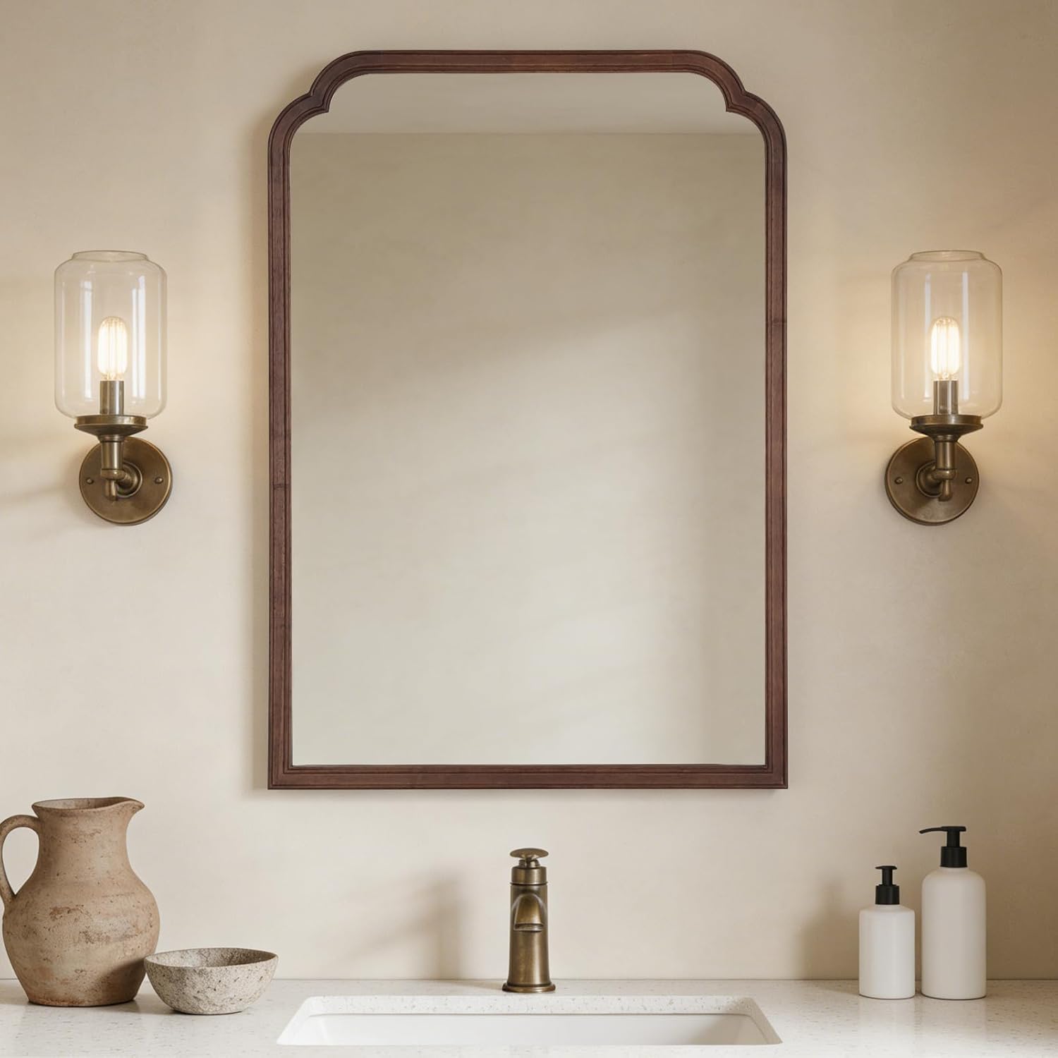 Beige Wall Mirror — 24" — 40"L x 28"W