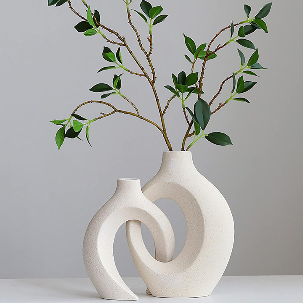 Modern Black Vase Set — White