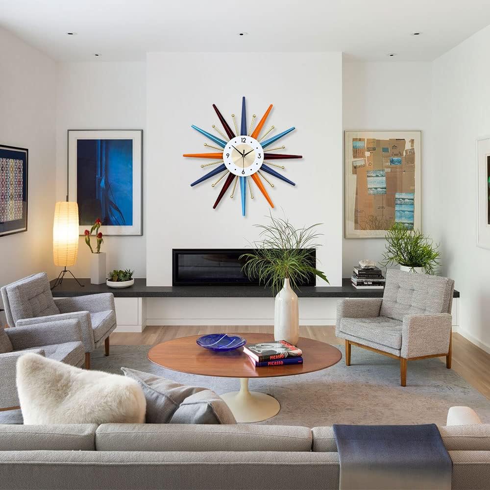 Battery Operated Mid-Century Wall Clock — 22" - View 2