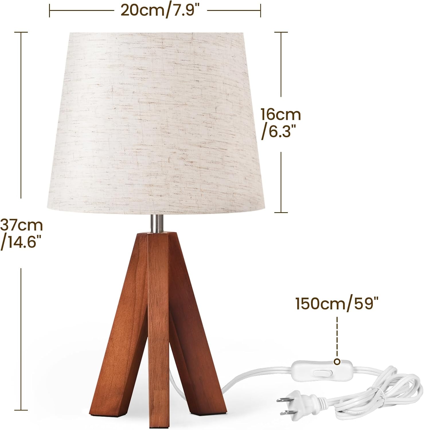 Linen Modern Beige Bedside Lamp — 6" - View 7