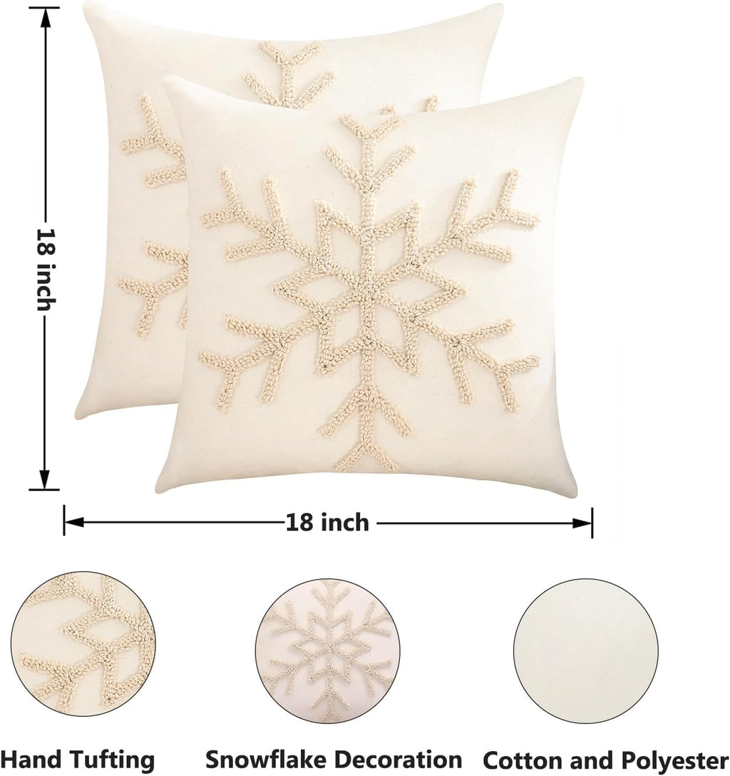 Tufted Beige Throw Pillow Cover — 18" - View 4