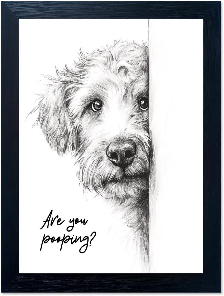 Framed Farmhouse Black Wall Decor — 8" — Dog Are You Pooping