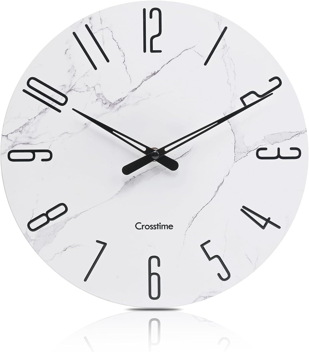 Battery Operated Luxe White Wall Clock — 12" — 12" White
