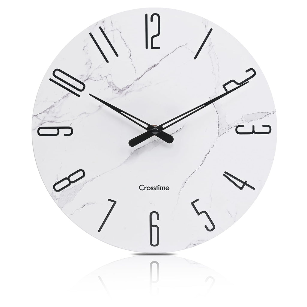 Battery Operated Luxe White Wall Clock — 12"