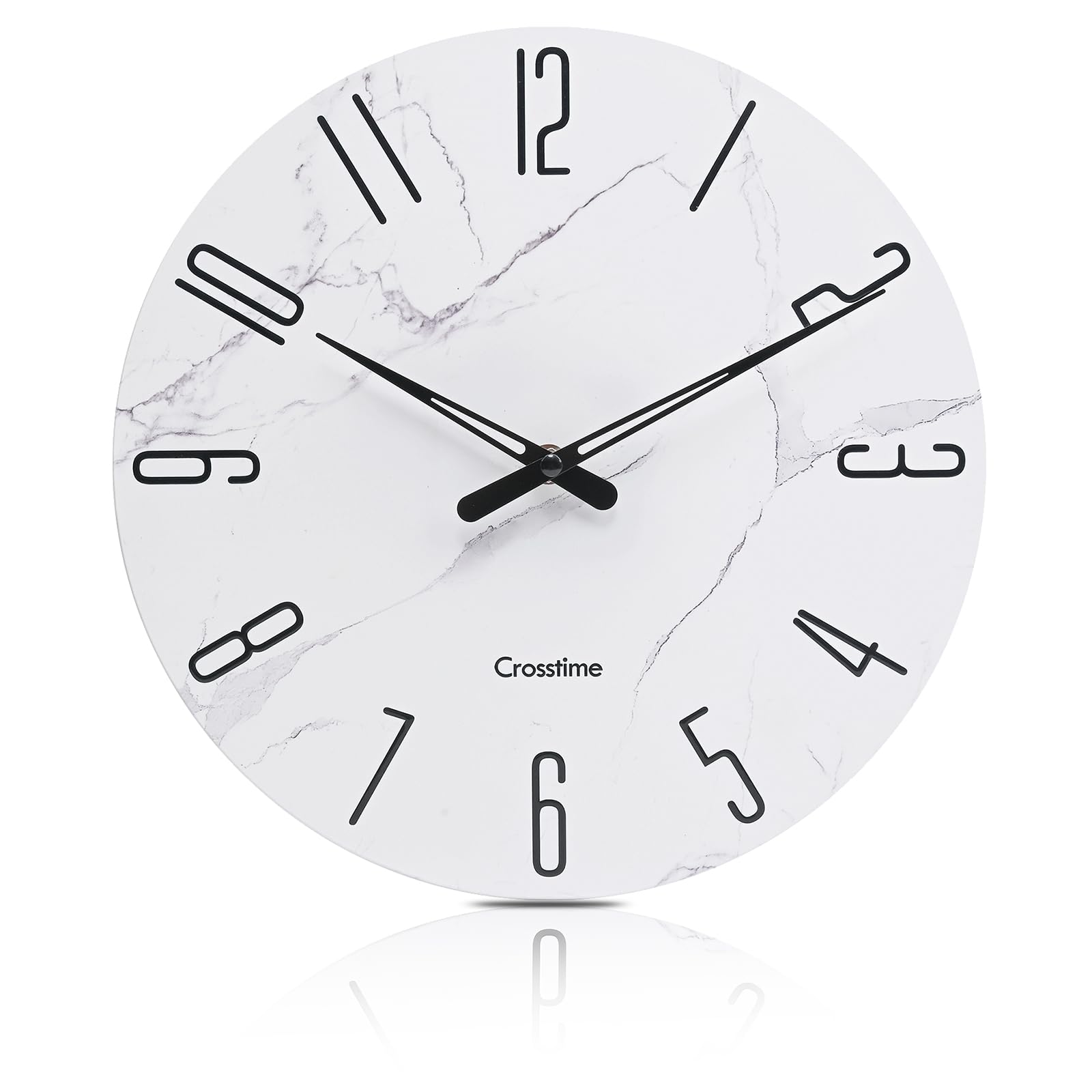 Battery Operated Luxe White Wall Clock — 12"