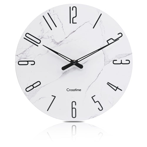 Battery Operated Luxe White Wall Clock — 12"