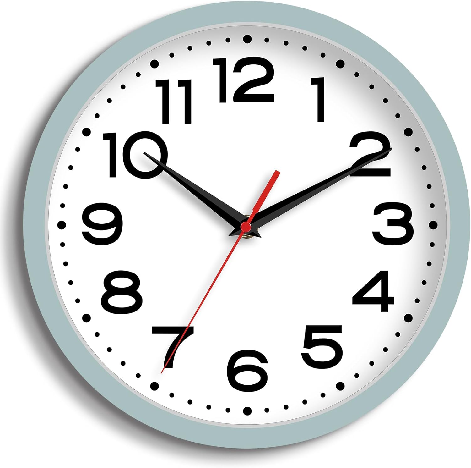 Battery Operated Modern Black Wall Clock — 8" — D_blue-gray