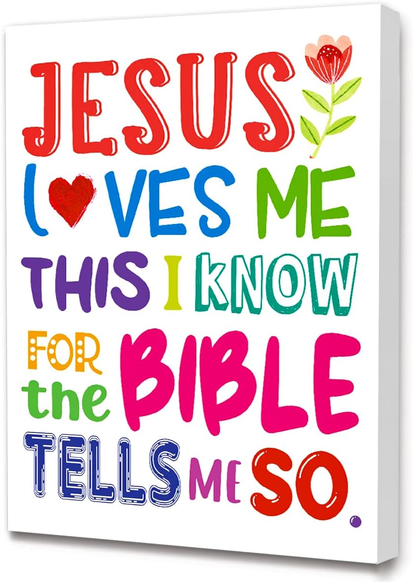 Black Canvas Wall Art — 12" — Jesus Loves Me