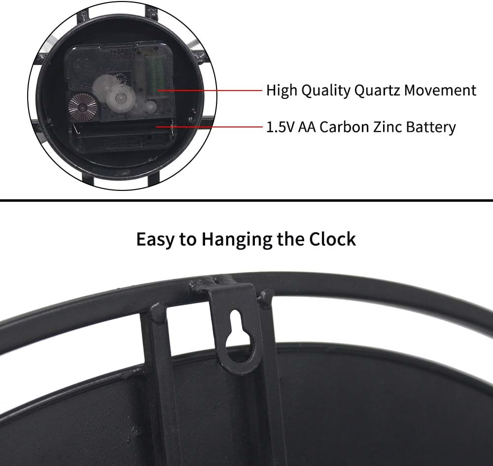 Vintage Farmhouse Brown Wall Clock — 30" - View 5