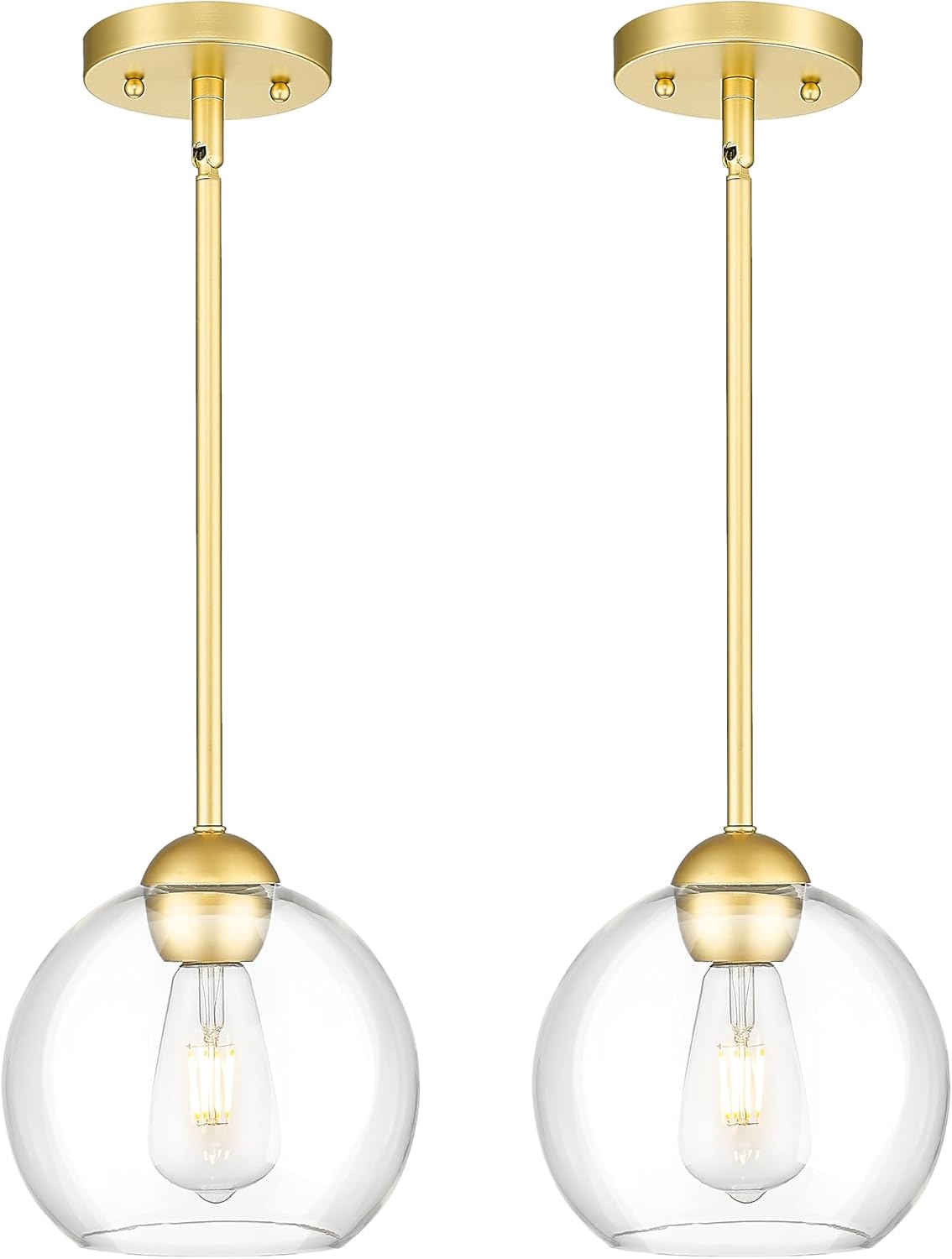 Luxe Black Pendant Light — 1-Light — Gold - 2PC