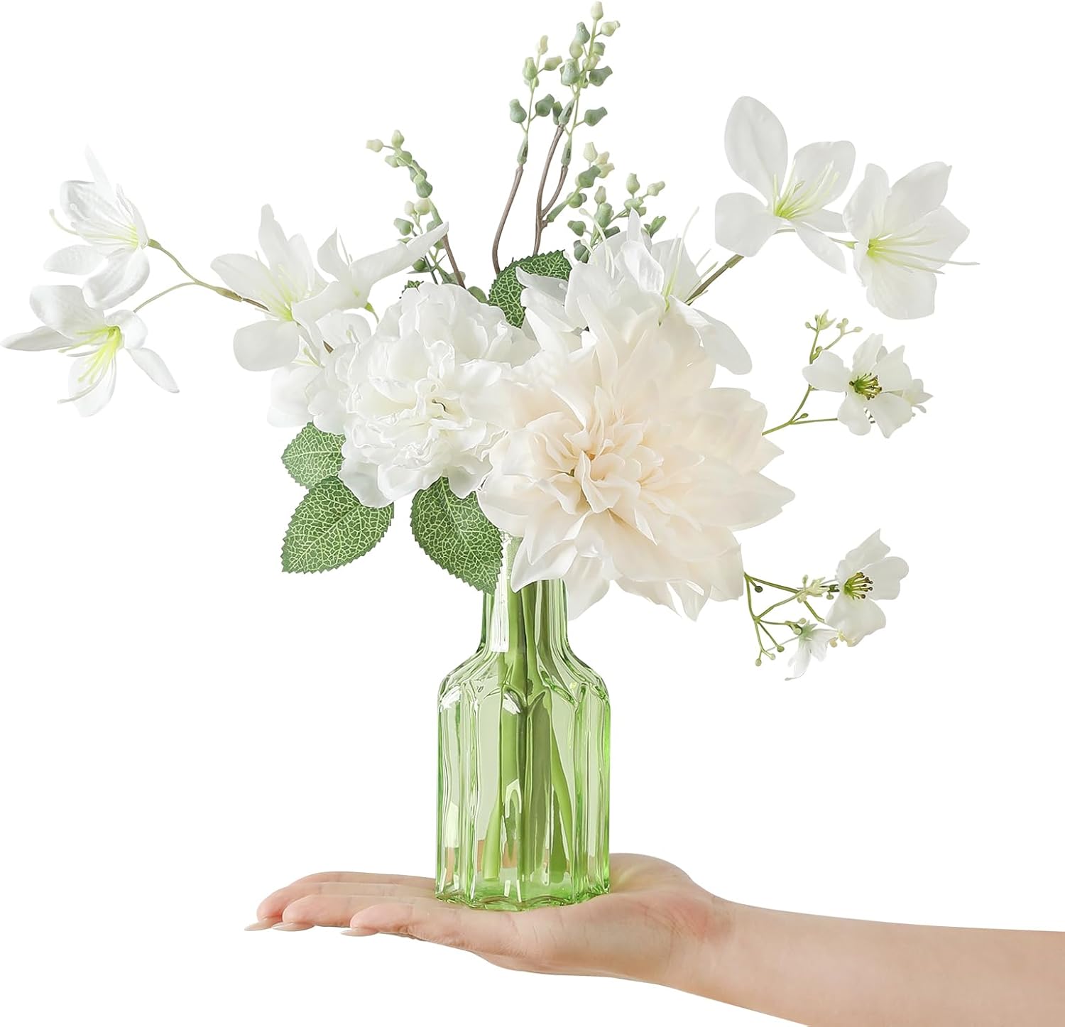 Farmhouse Blue Artificial Flowers — 11" — White