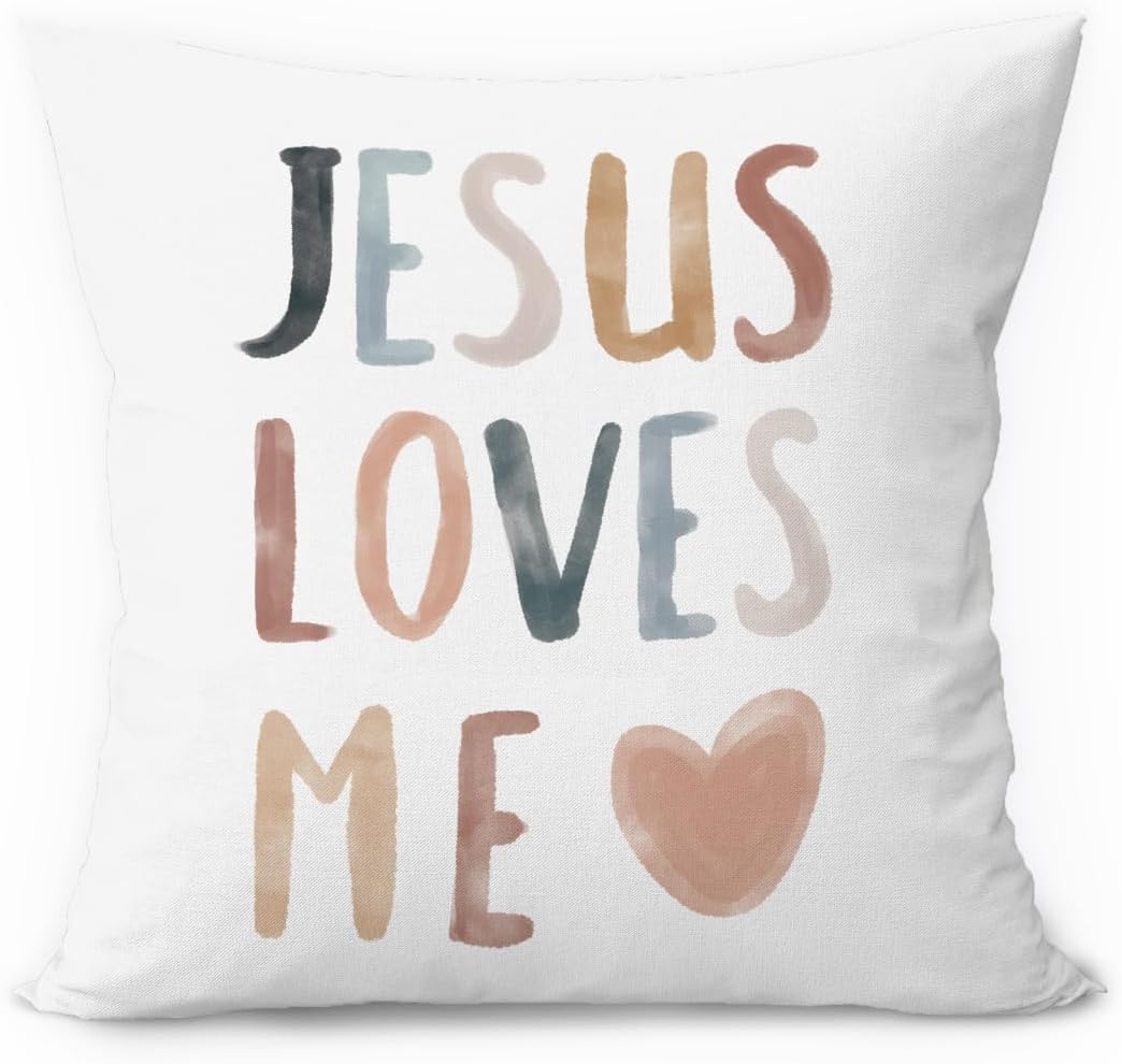 Boho Blue Pillow Cover — 18x18 — 04-jesus Loves Me