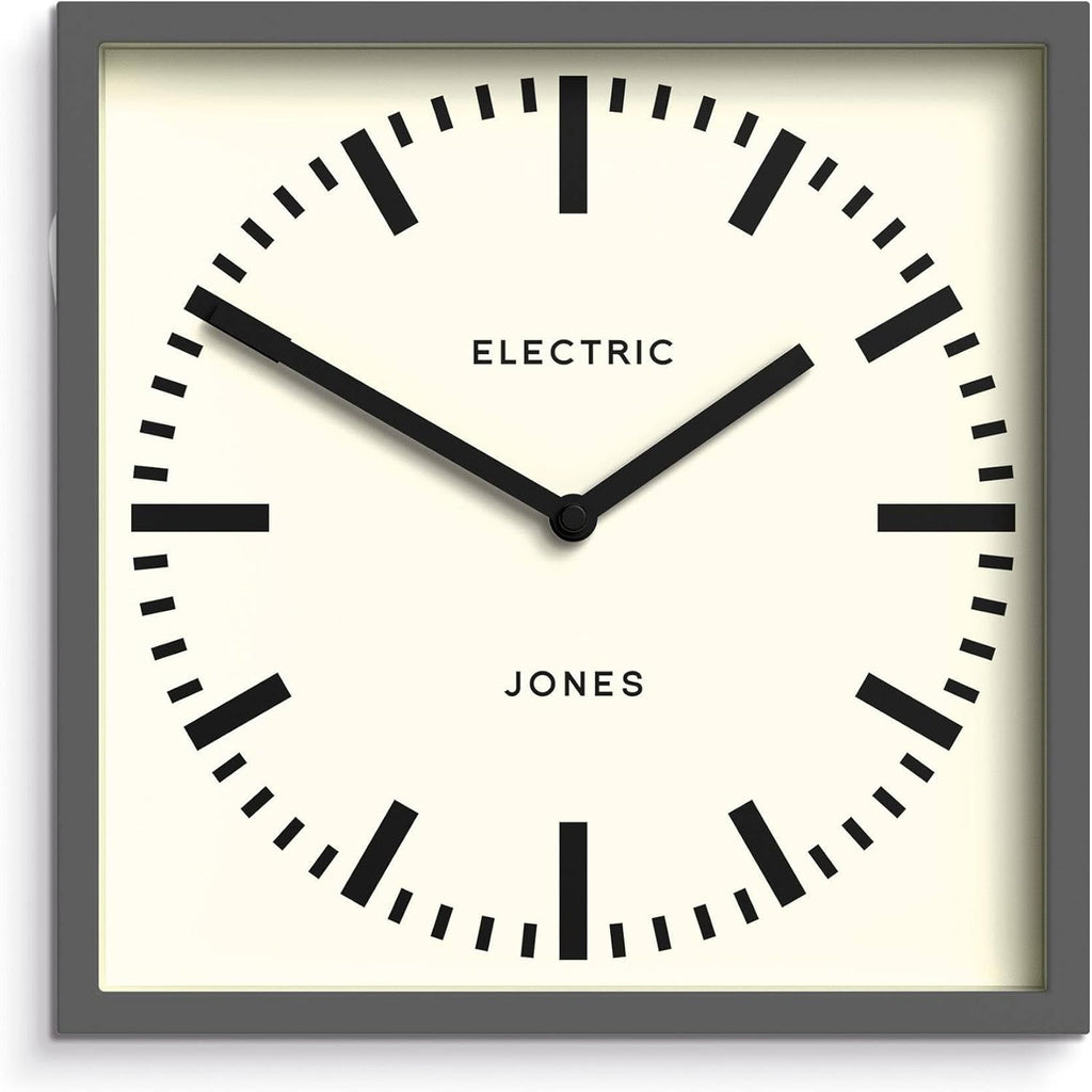 Black Wall Clock — 10" — Blizzard Grey