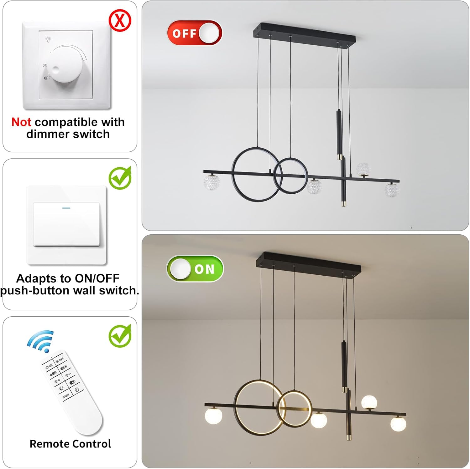 Dimmable Luxe Black Chandelier - View 8