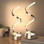Dimmable Modern Black Bedside Lamp — 8" — Silver 2 Pack