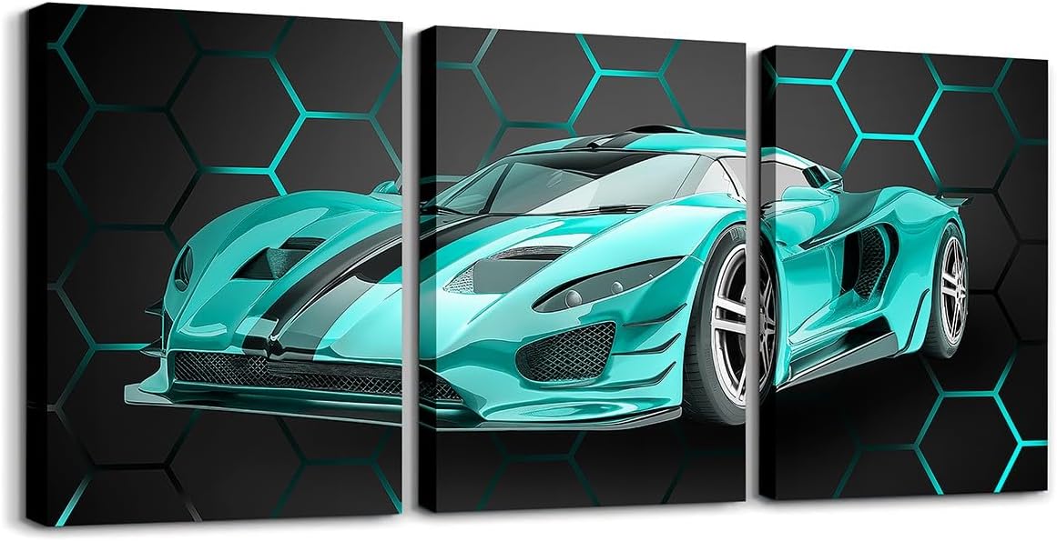 Modern Black Canvas Wall Art — 12" — TealBlue